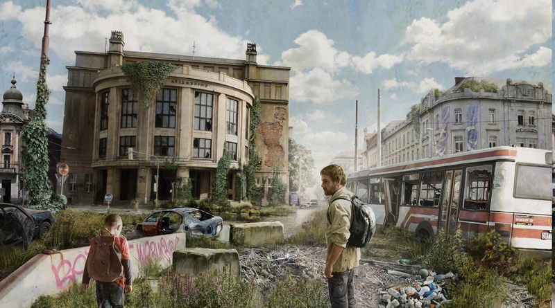 city, digital art, nature, clouds, video games, representation, 1080P, apocalyptic, one person, men, cloud - sky, outdoors, lifestyles, casual clothing