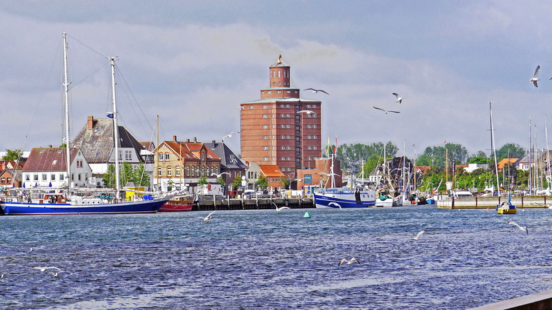 baltic sea, port, harbor, no people, zweimaster, building, old store, sailing boats, city, eckernförde, outdoors, sky, travel, 4K, cityscape, sea, port motifs
