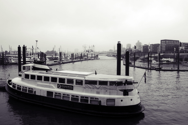 travel, architecture, transportation, river, hamburg, passenger craft, nautical vessel, sky, bridge - man made structure, mode of transportation, port motifs