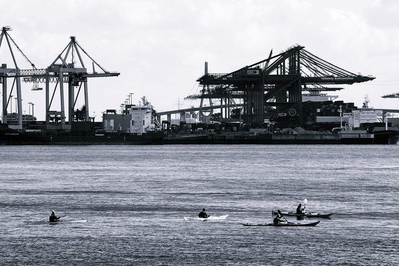 built structure, nature, water, sky, harbour cruise, paddle, canoeing, hanseatic city of hamburg, kayak, construction equipment, outdoors, nautical vessel