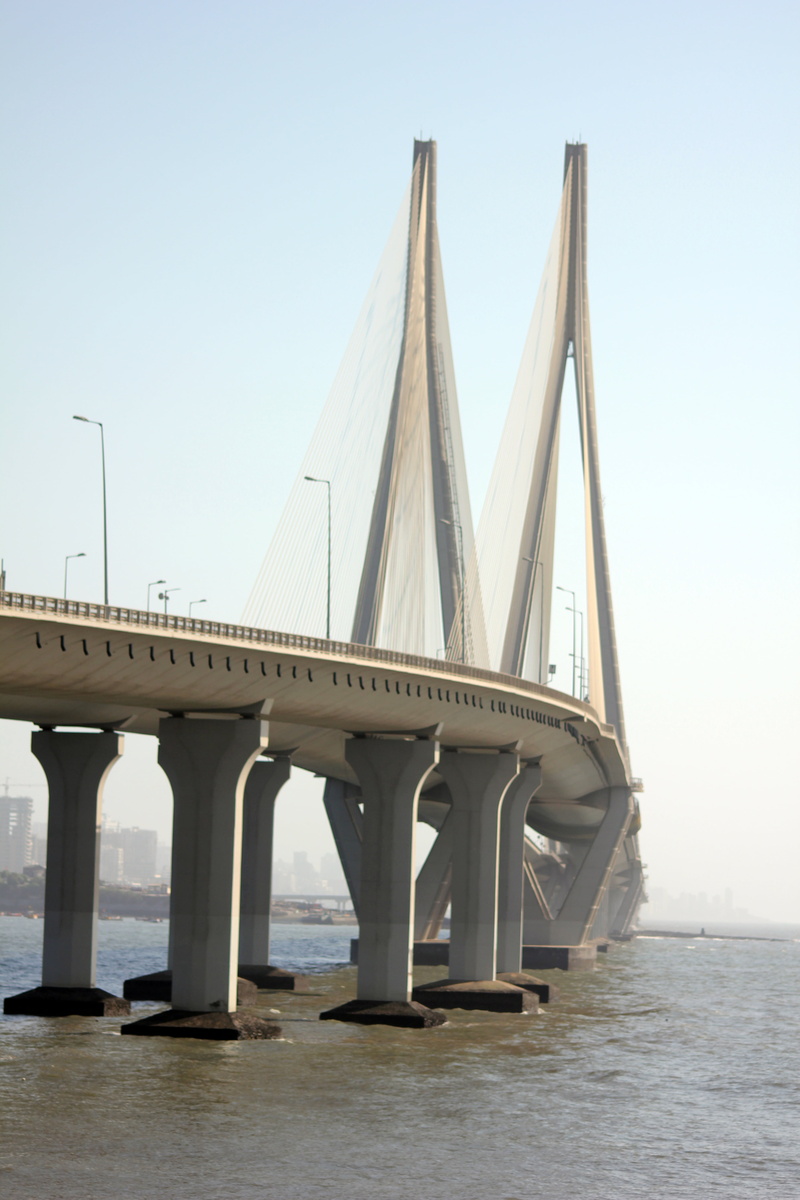 5K, nature, steel, architecture, outdoors, bridge - man made structure, architectural column, sky, mumbai, built structure, transportation, bridge, day