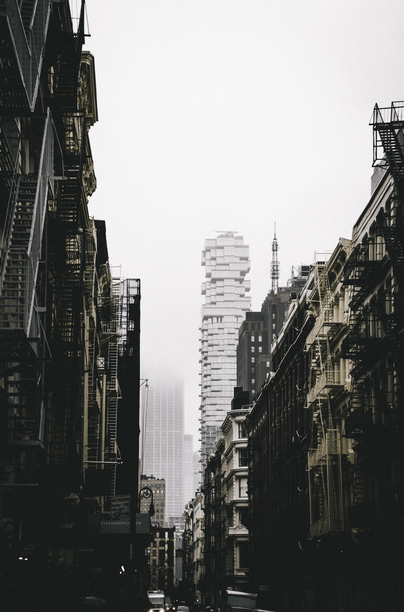 urban, office Building, rainy, photography, october, street, buildings, grey, rise, angle, black And White, autumn, low, new York State, rain, apartment