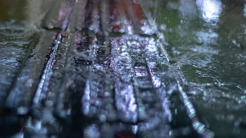 5K, rainy season, pavement, day, flowing, walkway, splashing, tile, glass, street photography, outdoors, motion, drop, sidewalk, raindrop, plant, full frame