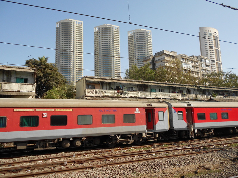 railways, train, 4K, india, skyscraper, train - vehicle, office building exterior, sky, cityscape, city, mumbai, public transportation, building, building exterior
