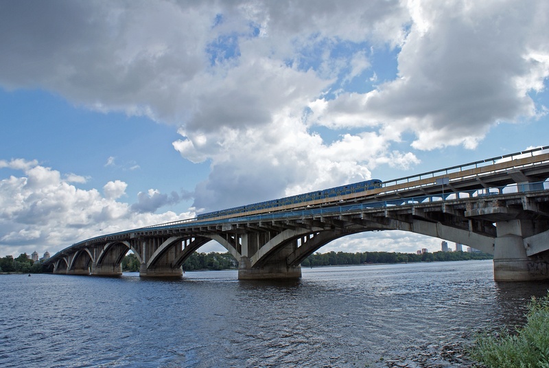 no people, connection, outdoors, river, alloy, metro bridge, city, architecture, dnieper, transportation, nature, built structure, travel destinations
