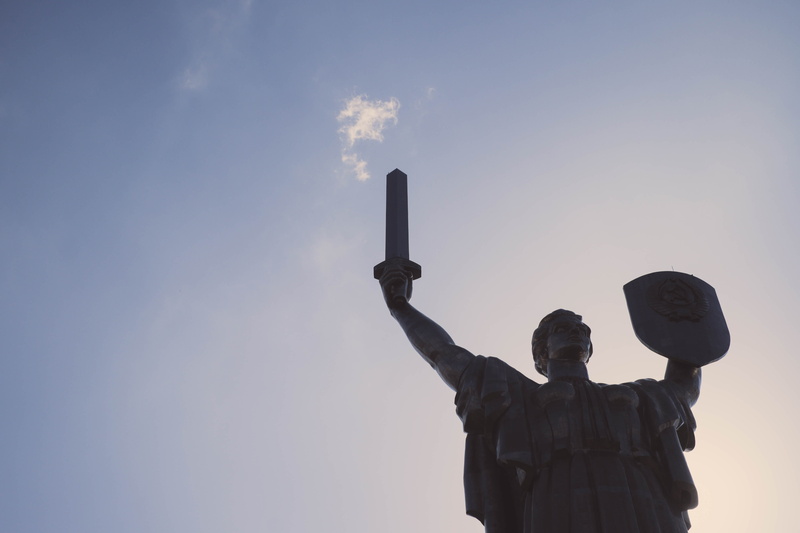 sword, ukraine, no people, art and craft, park, low angle view, stainless steel, spirituality, representation, human representation, tall, huge, statue