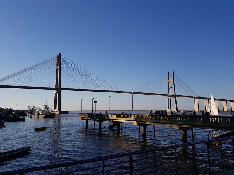 rosario, city, sky, connection, bridge, 4K, outdoors, travel destinations, santa fe, engineering, long, bridge - man made structure, transportation, clear sky