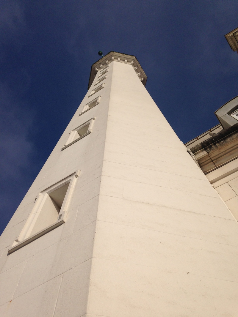 tower, spirituality, france, outdoors, building, flare, column, built structure, building exterior, observatory, travel, clear sky, light, blue, pillar