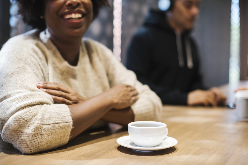 sitting, cafe, cappuccino, two people, breakfast, closeup, people, lifestyle, men, aromatic, inside, refreshment, young adult, table, food and drink, relax