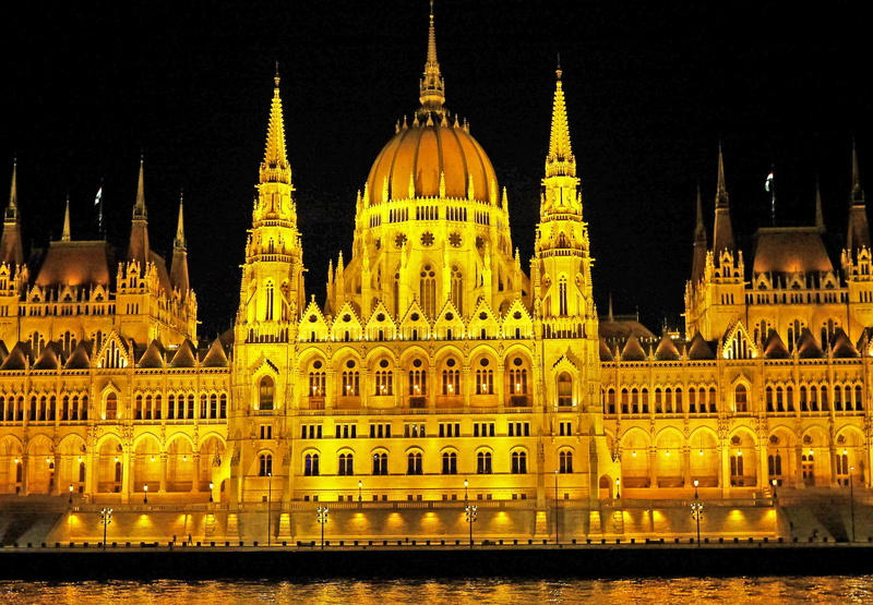 edifice, city, late gothic, building, capital, splendor, night, landmark, illuminated, no people, nature, 4K, spire, budapest, tower, tourism, golden