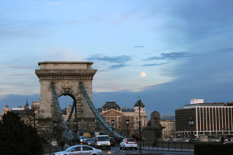 sunset, bridge, history, tourism, travel destinations, full moon, triumphal arch, monumental, transportation, arch, motor vehicle, car, széchenyi chain bridge