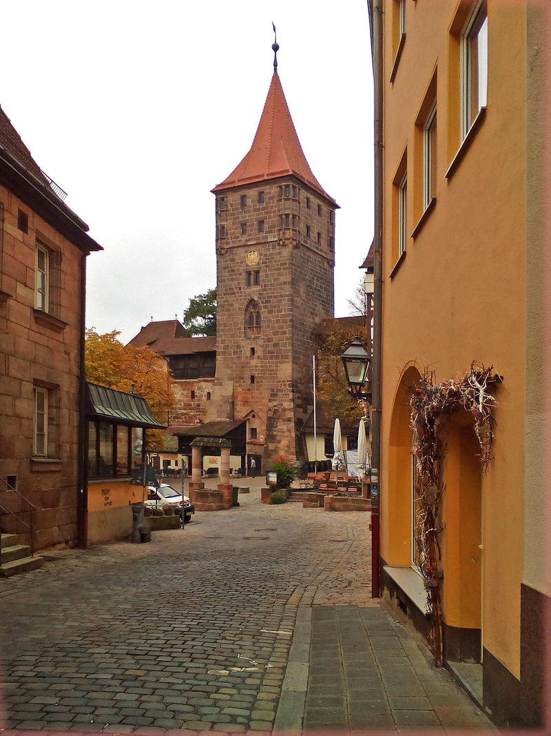 church, historically, built Structure, Nuremberg, alley, germany, place of worship, medieval, old, Town, transportation, belief, spirituality, car, building Exterior