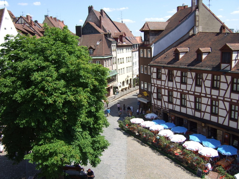 dürer, fachwerkhaus, roof, street, house, no people, nuremberg, growth, city, plant, built structure, tree, outdoors, building exterior, green color, building