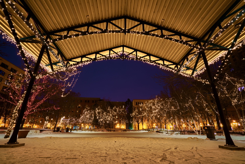 snow, night, light, 8K, nature, sky, travel destinations, electric lamp, covered, street, zing, dusk, tourism, architecture, no people, weather, park