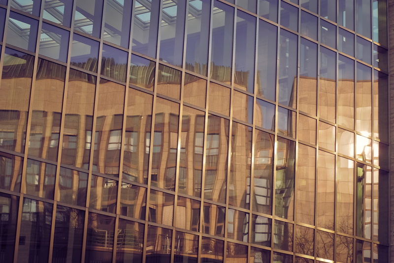 day, düsseldorf, city, reflections, metal, facade, modern, reflection, illusion, abendstimmung, outdoors, building exterior, backgrounds, low angle view