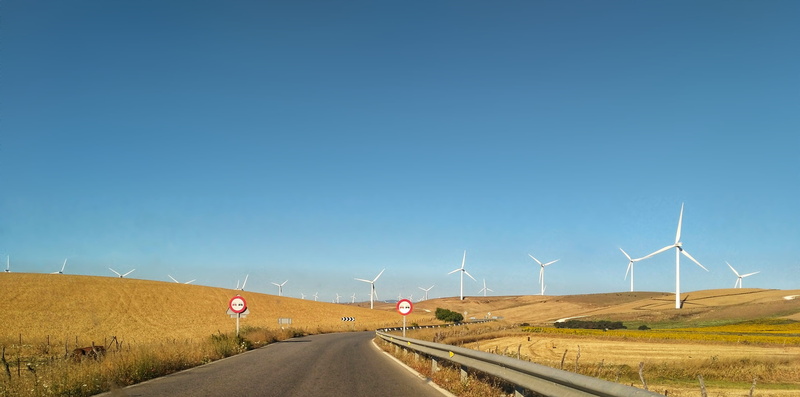 transportation, environment, no people, 4K, nature, electricity, renewable energy, spain, road, power supply, fuel and power generation, wind power, diminishing perspective