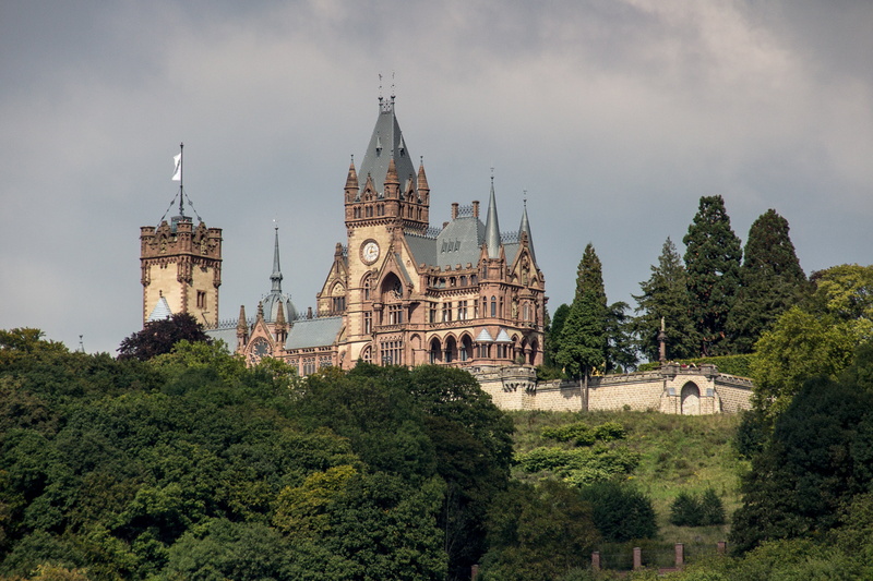castle, outdoors, travel, religion, rheinaue, bonn, cloud - sky, green color, nature, place of worship, building, built structure, 4K, growth, history