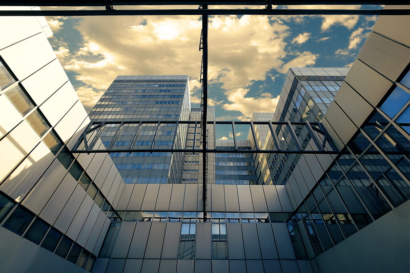 office building exterior, building, facade, no people, glass, 4K, built structure, reflection, sky, city, building exterior, tower, bonn, outdoors, skyscraper