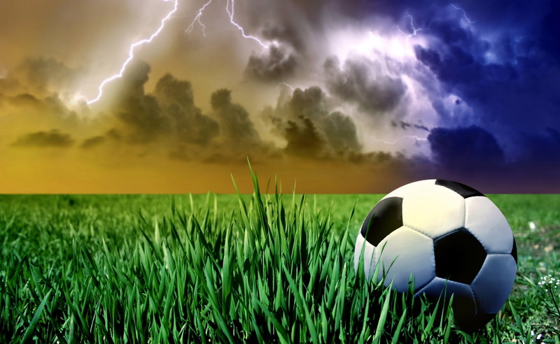 Before, grass, Storm, Calm, environment, soccer ball, team sport, plant, sports equipment, Sports, sport, dramatic sky, no people, outdoors, Football, power in nature