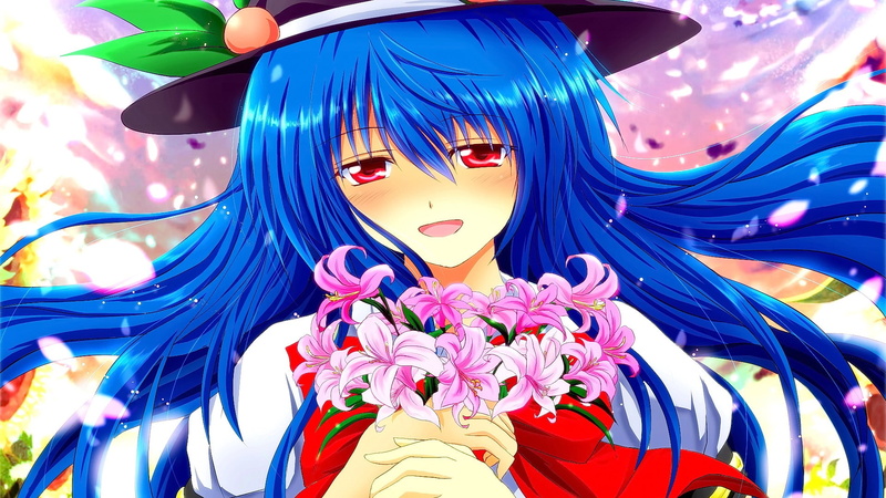 art and craft, no people, creativity, open mouth, female likeness, multi colored, blue, anime, hat, statue, anime girls, red eyes, flower, festival, 1080P