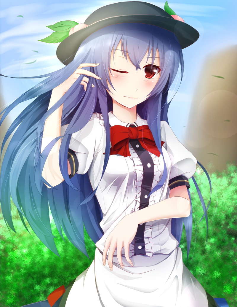 sunlight, female likeness, nature, anime girls, front view, women, blue hair, representation, outdoors, standing, 1080P, young women, religion, young adult