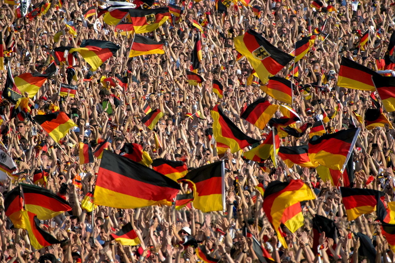 nationalism, germany flag, excitement, stadium, landesfarben, flag, crowd, world championship, sport, patriotism, real people, football, day, germany, national colours