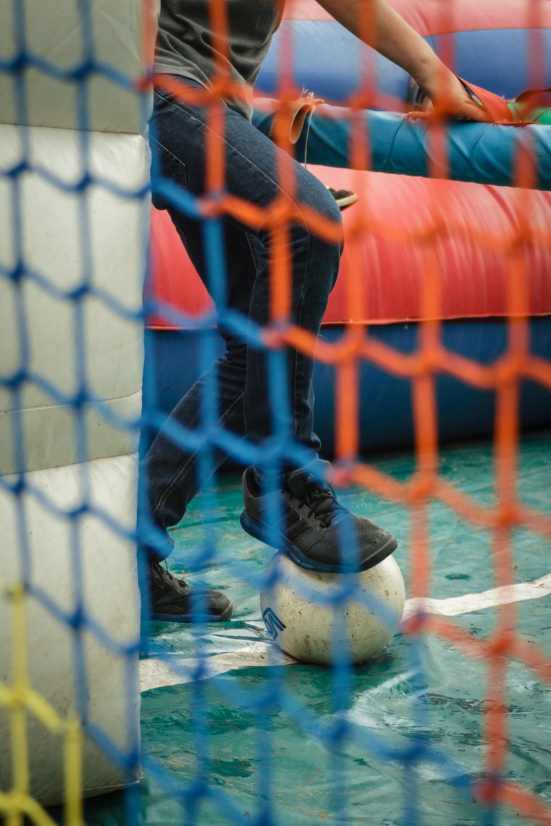 day, play, ball sports, leisure activity, skill, web, selective focus, goal, team sport, motion, blue, soccer, people, blurred motion, human table football