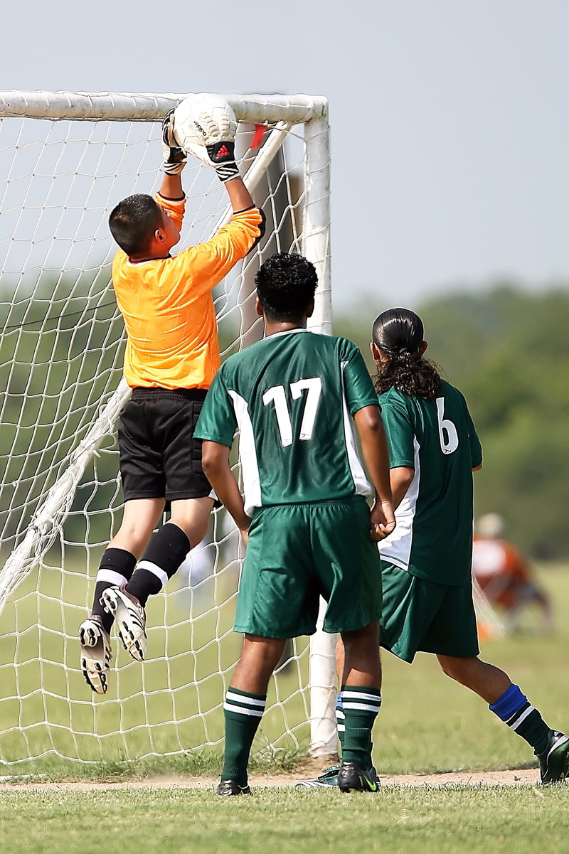 match, foot, save, soccer pitch, action, outdoors, league, goal keeper, soccer player, keeper, sports uniform, 2K, jumping, football pitch, team sport