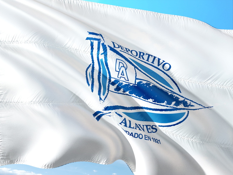 text, representation, blue, football, la liga, close-up, no people, white color, clean, metal, sunlight, studio shot, spain, 4K, deportivo alaves, nature