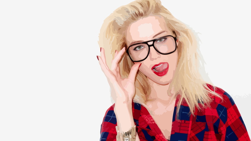 Terry Richardson, lipstick, lifestyles, hairstyle, front view, eyeglasses, white background, one person, vector, lips, copy space, beautiful woman, headshot