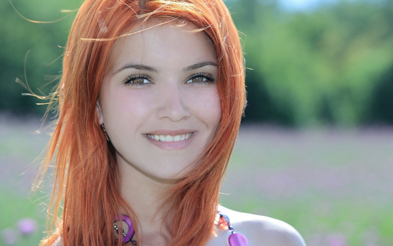 smiling, women, redhead, Dina P, 2K