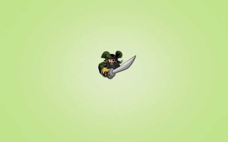 one-eyed, minimalism, pirate, beard, 1080P, sword, light green background