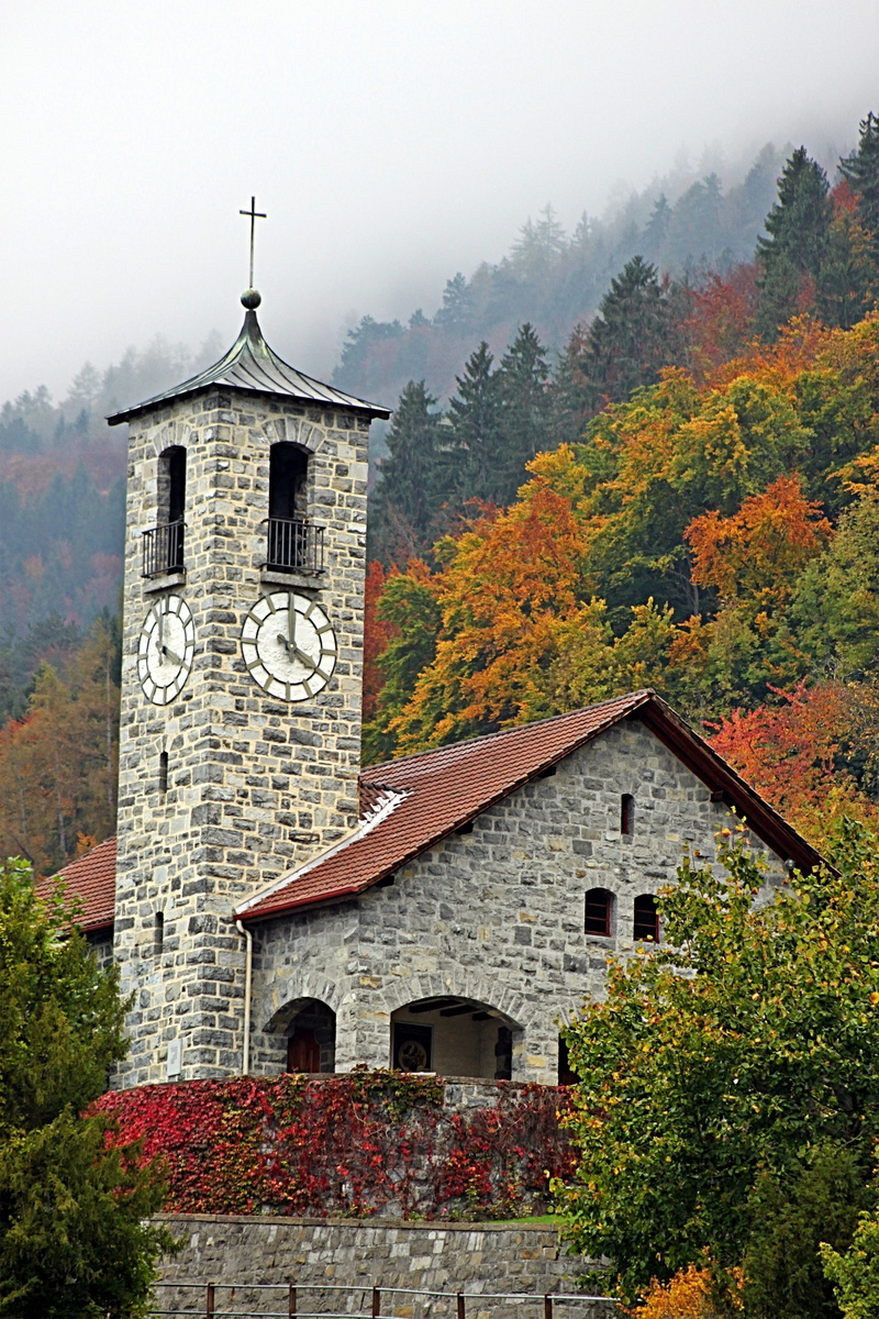 autumn, nature, faith, beauty in nature, pray, place of worship, places of interest, old building, cross, christianity, built structure, fog, building exterior