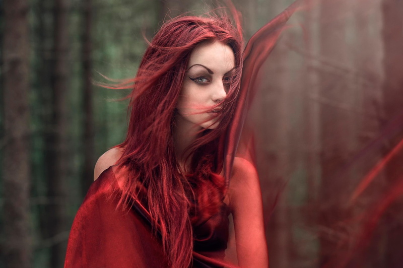 red, girl, hair, 1080P, red hair, wind