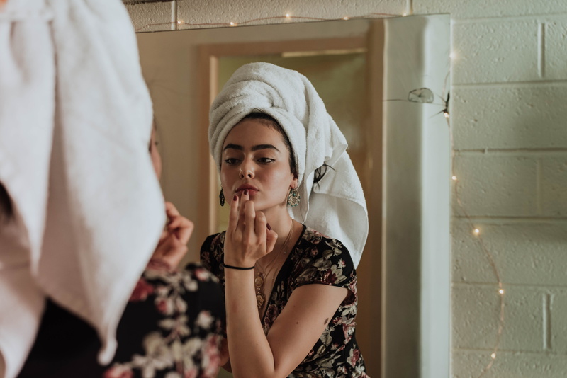 front, putting, preparation, clothing, two people, mirror, lipstick, reflection, young women, makeup, adult, 5K, beautiful woman, beauty, towel, indoors