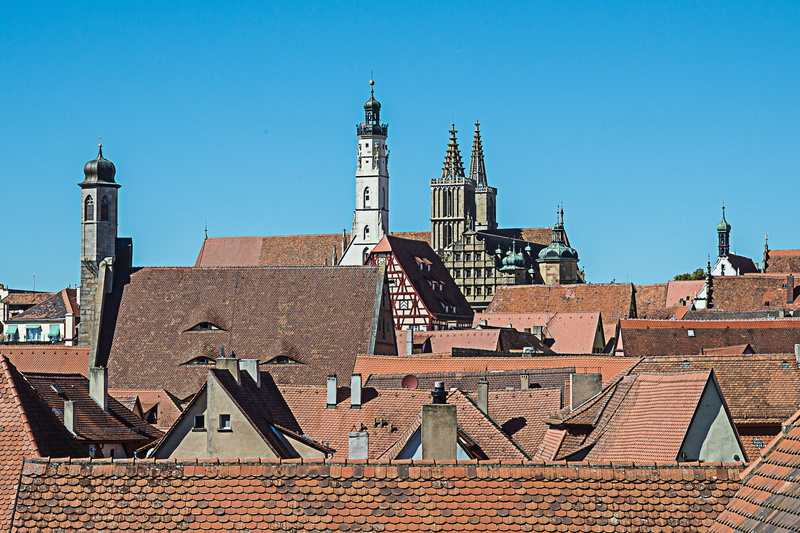 church steeples, history, clear sky, religion, place of worship, travel, spire, rothenburg of the deaf, built structure, belief, day, roof tile, the past