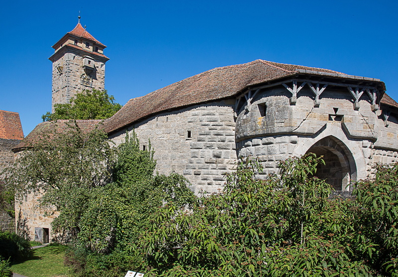 no people, architecture, blue, rothenburg of the deaf, 4K, building, outdoors, clear sky, plant, tower, land, nature, fortress, building exterior, travel
