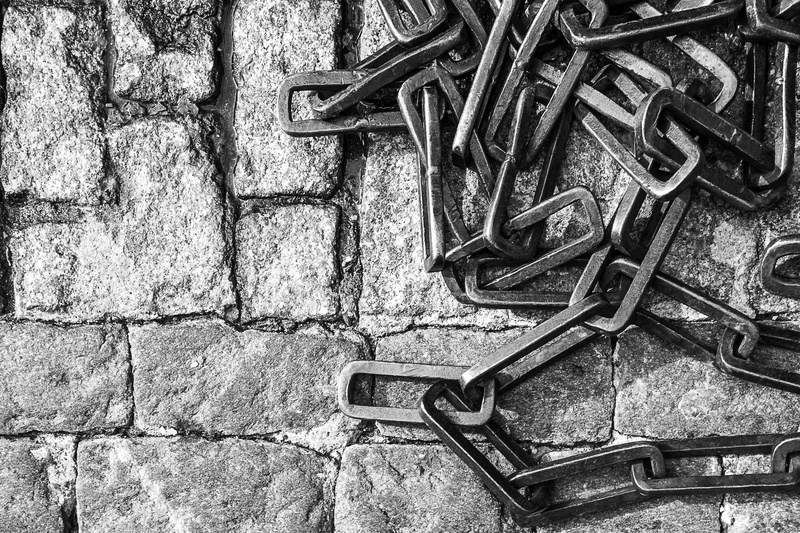 outdoors, wall, decline, ancient city, stone wall, obsolete, wheel, deterioration, chains, old town, spain, abandoned, metal, footpath, 2K, run-down, no people