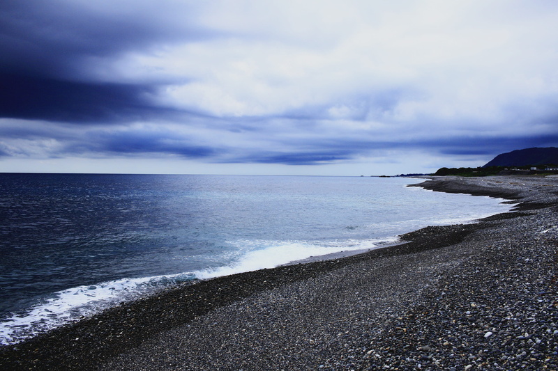 no people, triple, scenics - nature, sea, sand, black, waves, idyllic, cobble, japan, shichirimihama, scenics, black sand beach, non-urban scene, day, gravel