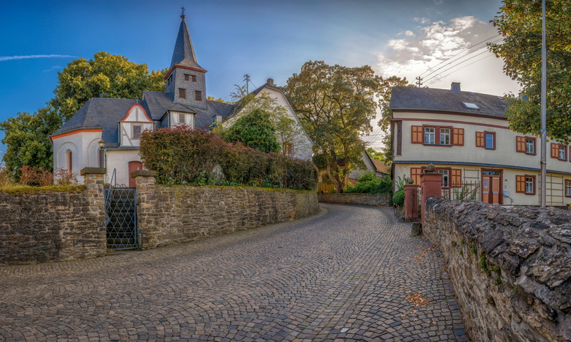 fences, 4K, Germany, street, home, trees, Miehlen