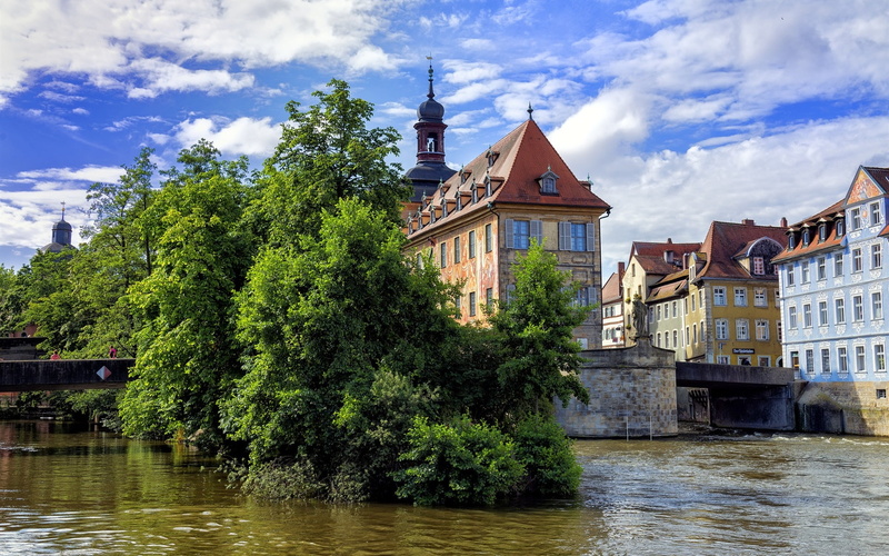 Bamberg, Trees, Germany, River, Houses, 1080P