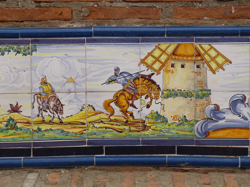 outdoors, built structure, knight, male likeness, 4K, architecture, middle ages, la mancha, multi colored, no people, windmill, wall - building feature
