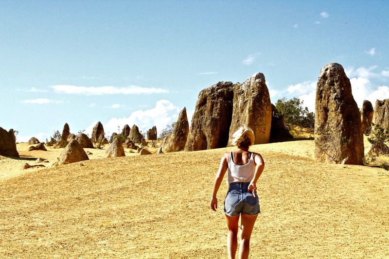 nature, young adult, lifestyles, hairstyle, beauty in nature, land, sky, outdoors, rock - object, exploration, desert, standing, 4K, rear view, the pinnacles desert