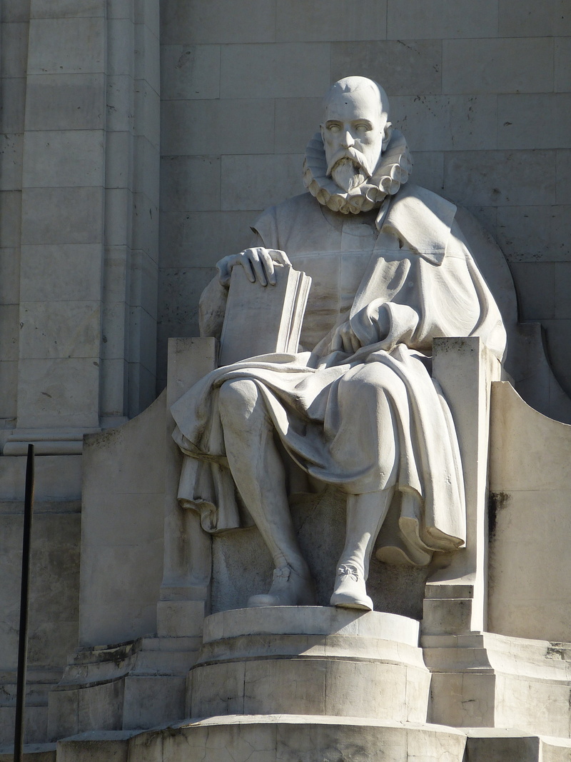 built structure, man, history, monument, spirituality, sculpture, madrid, representation, stone material, cervantes, architecture, day, outdoors, castile