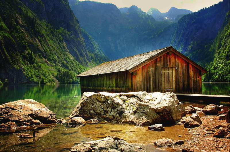 mountain, no People, tourism, lake, rural Scene, landscape, horizon, leisure, water, daytime, green, nature, day, boathouse, european Alps, rock, plant