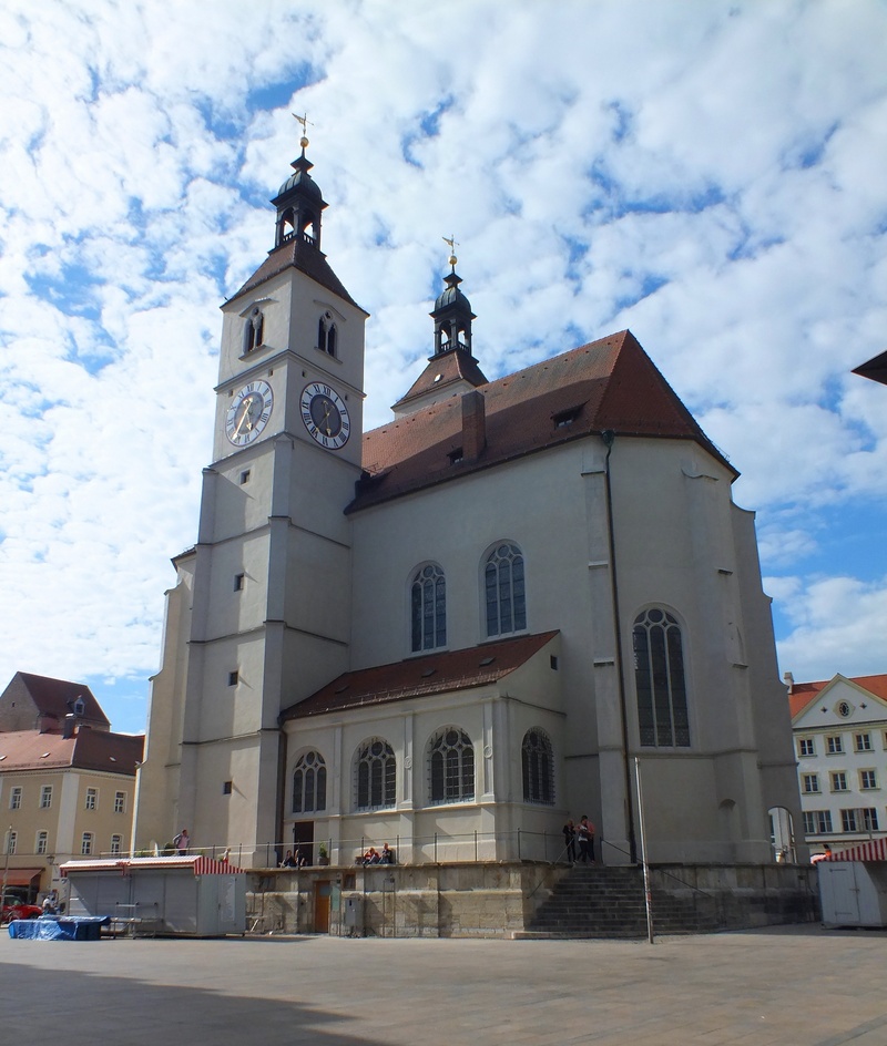belief, religion, clock, church, place of worship, architecture, spire, incidental people, bavaria, city, day, built structure, germany, cloud - sky, sky