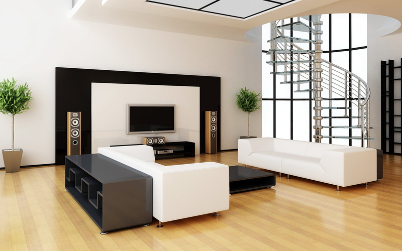 1080P, home showcase interior, window, sparse, style, wall - Building Feature, stereo system, screen, television Set, home, ladder, interr, residential Building