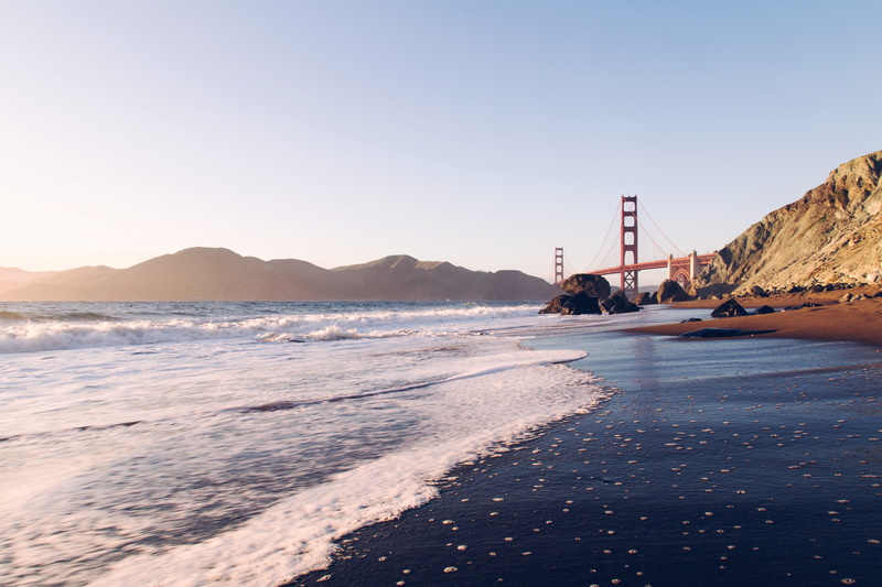bride, gate, francisco, golden, Golden Gate Bridge, San Francisco, The Golden Gate Bridge, the Golden Gate Strait, San Francisco Bay, rocks, san, shore