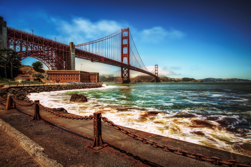 promenade, Golden Gate Bridge, the Golden Gate Strait, The Golden Gate Bridge, San Francisco, 2K, San Francisco Bay