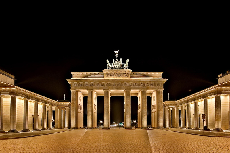 Gate, city, 4K, euope, berlin, monument, night, germany, brandenburg